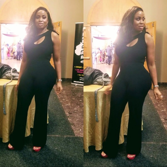 One Shoulder Sleeveless Wide Leg Knit Jumpsuit - Picture 6 of 7